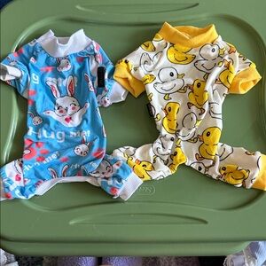 Adorable Bunny and Duck Print Pet One Piece Pajamas Small and XSmall Great Cond